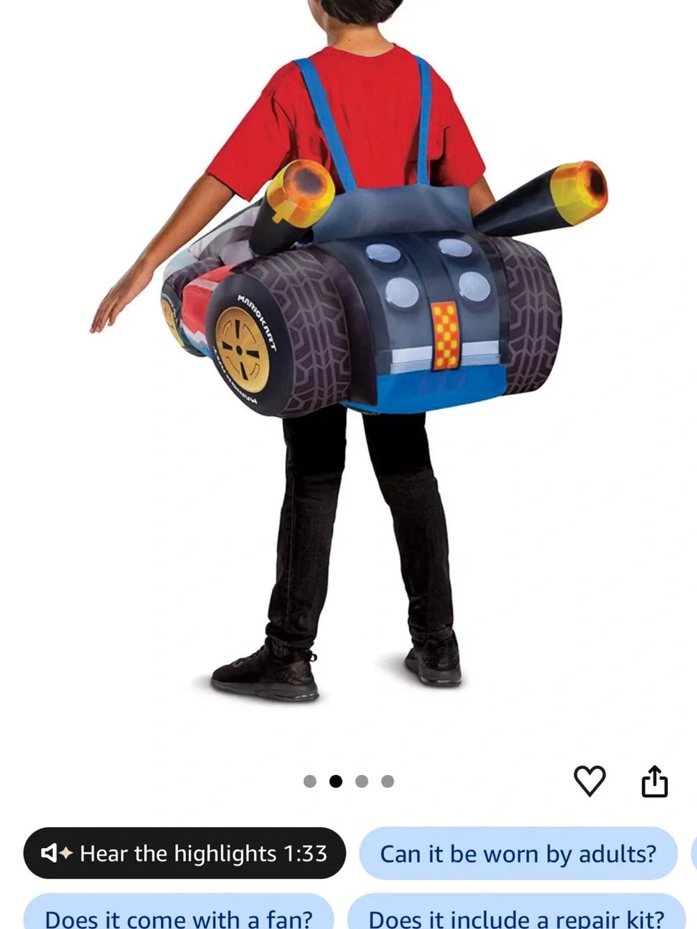 Mario Kart Inflatable Racing Costume with Blue Straps